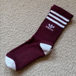 Adidas Burgundy and White Athletic Socks